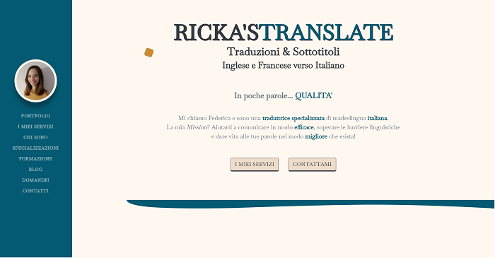 Ricka'sTranslate - sito web portfolio